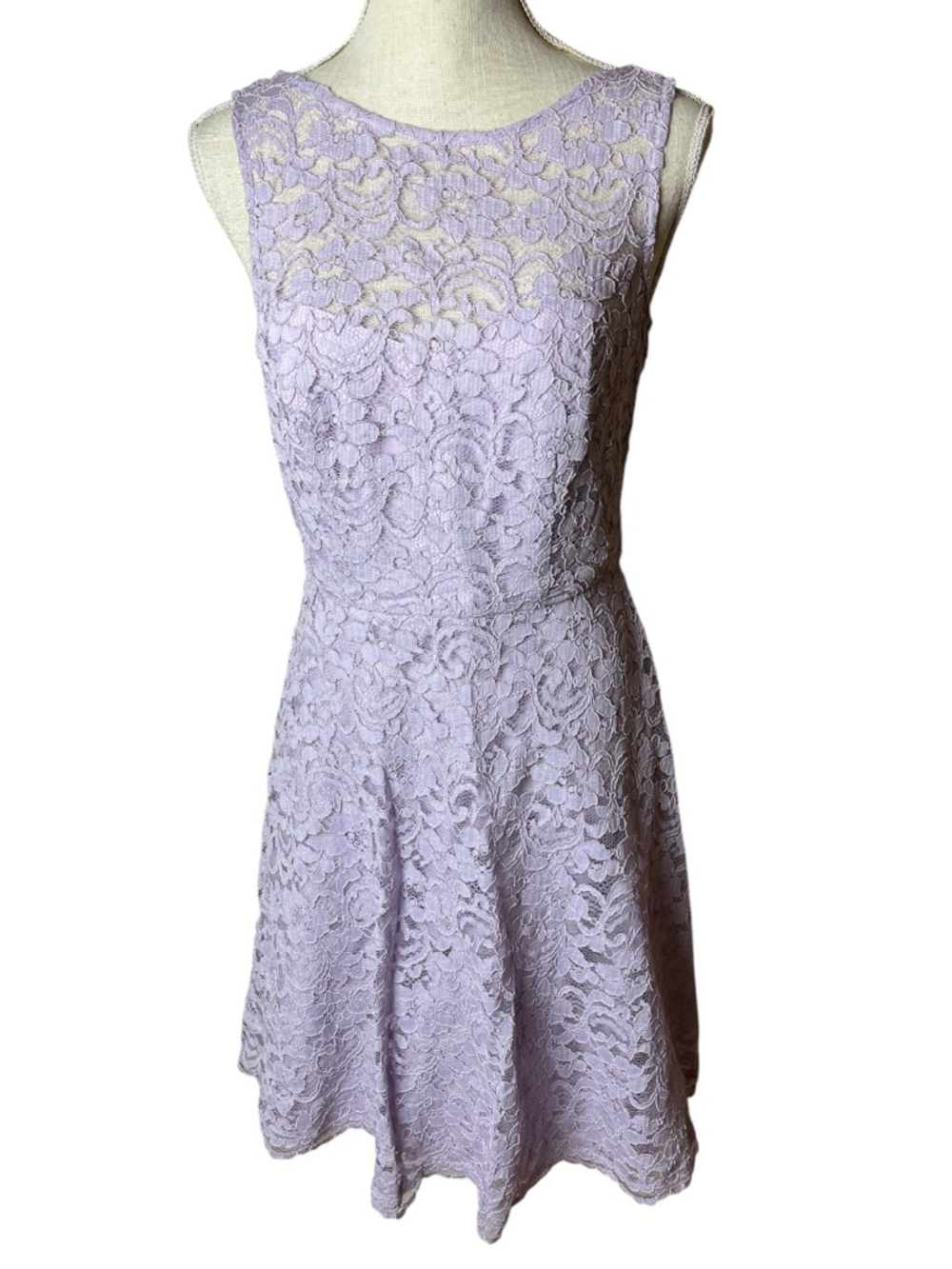 David’s Bridal NWT Lace High Neck Short Dress- Iris - 6